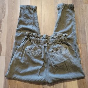 Free People Womens Size 27 Olive Green Margate High Waist Button Fly Pants